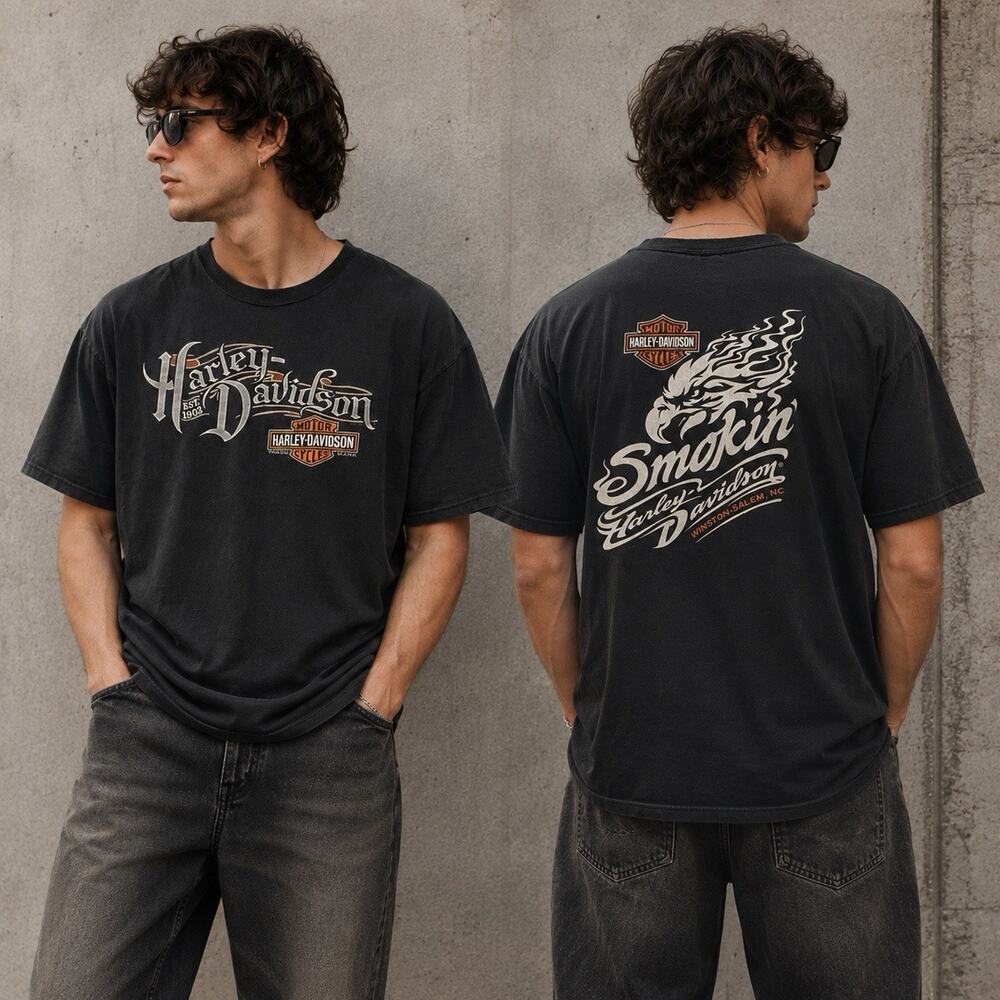 Harley Davidson 2012 Smokin Winston Salem NC Eagle T Shirt 2XL Motorcycle Black